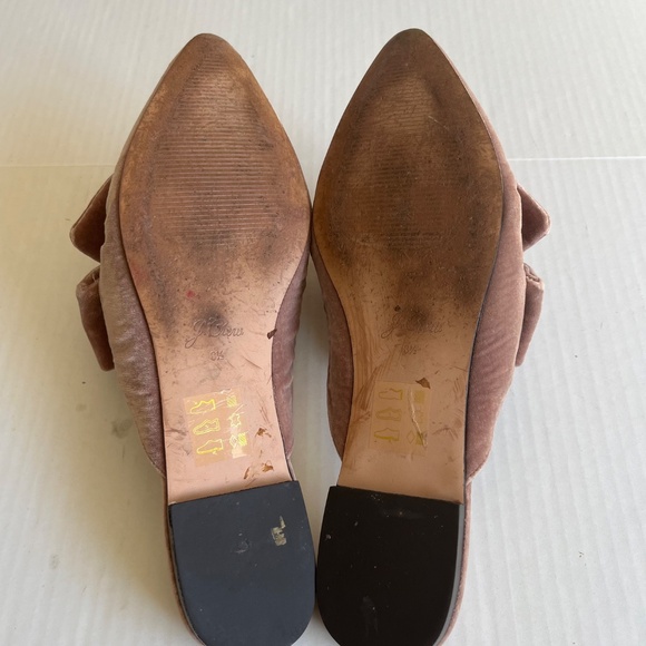 J.Crew Sz 8.5 Marina Slider Flat Mules in Cinnamon Pink Velvet Slip On Leather - Picture 9 of 10